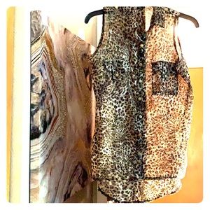 Sheer cheetah tank top